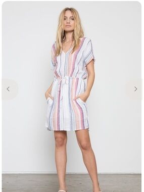 Rails ‘Wren’ Striped V-Neck Drawstring Waist Dress in size Small